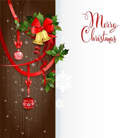 Holiday background with holly. Christmas design for card, banner, invitation, leaflet and so on.のイラスト素材