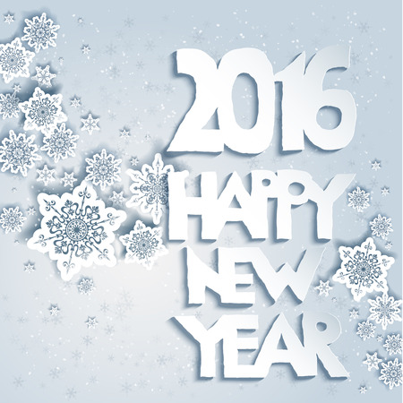 Snowflakes background with Happy new year. Design for card, banner, invitation, leaflet and so on.のイラスト素材