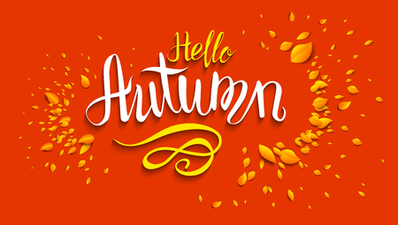 Hello autumn lettering template for design bannerのイラスト素材