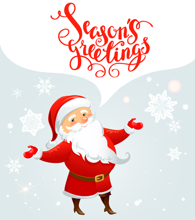 Winter holiday background with Santa Claus for Christmas invitation or card. Holiday template for design banner, ticket, leaflet and so on.のイラスト素材
