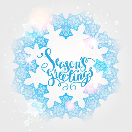 Winter ornamental snowflakes background for holiday invitation or card. Holiday background for design banner, ticket, leaflet and so on.のイラスト素材