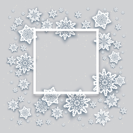 Christmas fesive snowflakes background for holiday invitation or card. Holiday background for design banner, ticket, leaflet and so on.のイラスト素材