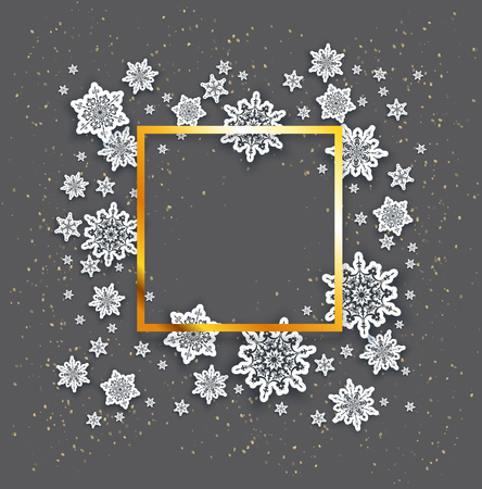 Christmas fesive snowflakes background for holiday invitation or card. Holiday background for design banner, ticket, leaflet and so on.のイラスト素材