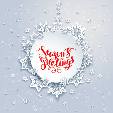 Christmas fesive snowflakes background for holiday invitation or card. Holiday background for design banner, ticket, leaflet and so on.のイラスト素材