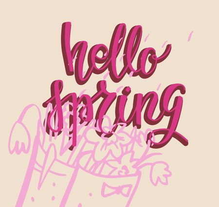 Hello spring cute cardのイラスト素材