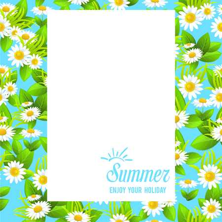 Floral summer frameのイラスト素材