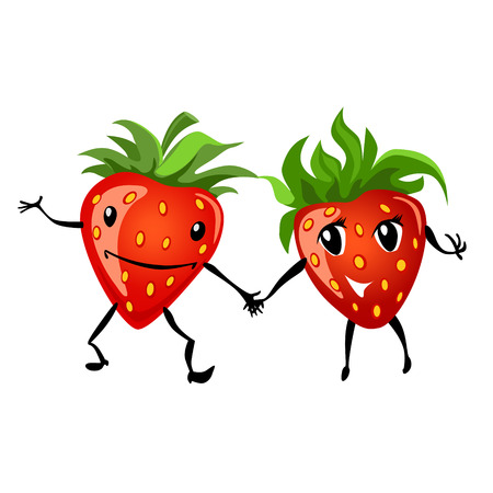 Strawberry couple cartoonのイラスト素材