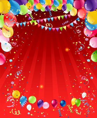Red bacground with balloonsのイラスト素材