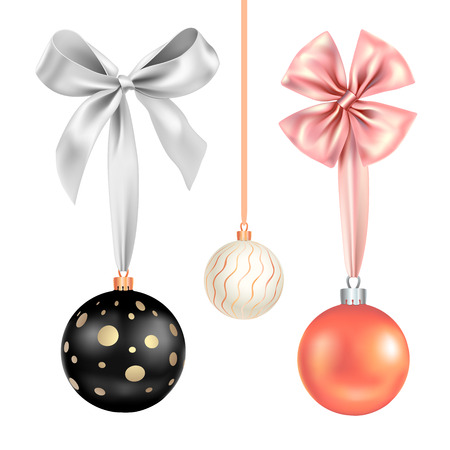 Festive balls set with ribbonsのイラスト素材