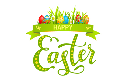 Bright easter card lettering Vector illustration.のイラスト素材