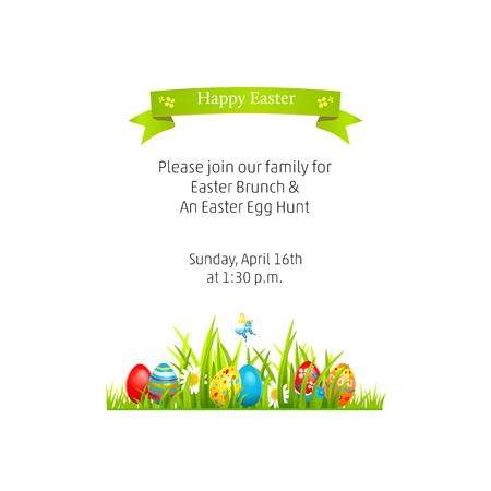 happy easter card template with painted eggs Vector illustration.のイラスト素材