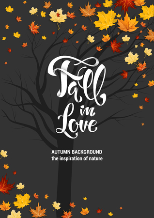 Fall leaves and letteringのイラスト素材
