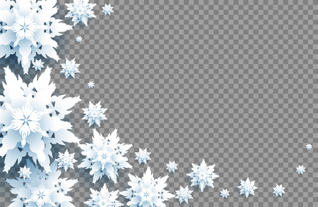 Paper cut snowflake decor. Seasonal symbol on transparent background.のイラスト素材