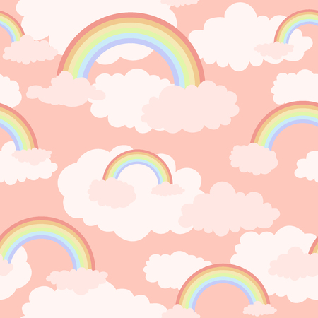 Rainbow cute seamless pattern. Fairy background for design card, banner, ticket, leaflet and so on.のイラスト素材