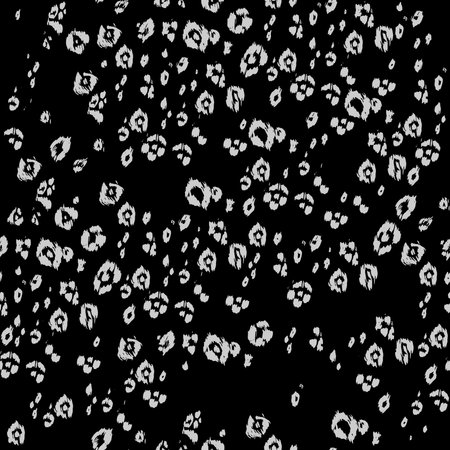 Leopard spotted skin monochrome background. Animal seamless pattern.