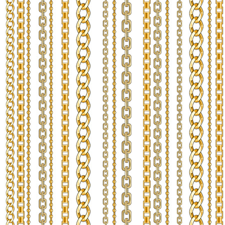 Abctract seamless pattern with gold chain isolated for fabric. Trendy repeating print.のイラスト素材