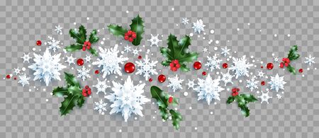 Decoration with snowflakes and hollyのイラスト素材