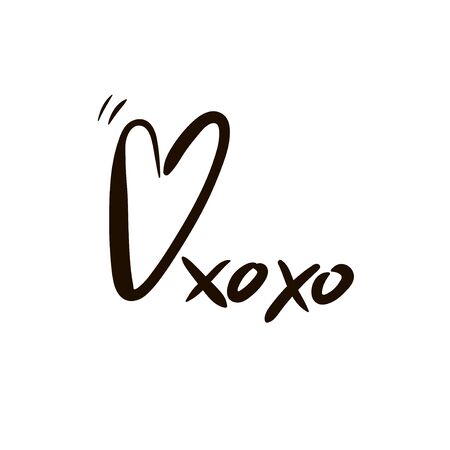 Hugs and kisses inscription isolated on white background. Design for decor, cards, print, web, poster, banner, t-shirtのイラスト素材