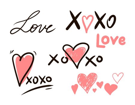 Hugs and kisses and love signsのイラスト素材