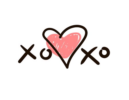 Xoxo Icon or logo with heart.のイラスト素材