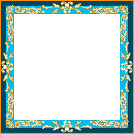 Blue ornamental fantasy frameのイラスト素材