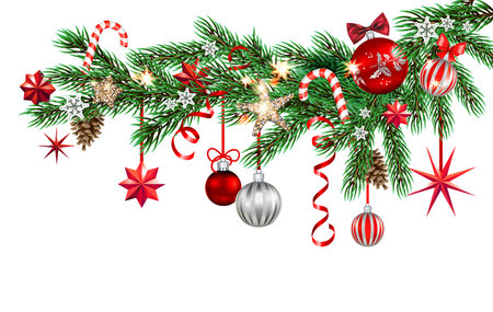 Christmas tree branch decorationのイラスト素材