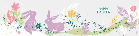 Banner Easter bunniesのイラスト素材