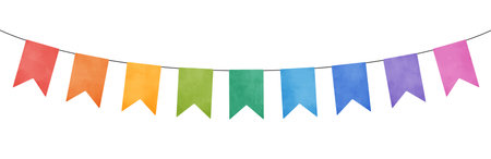 Colorful watercolor carnival garland with flagのイラスト素材