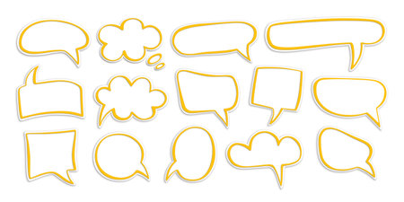 Set of speech bubble, textbox cloud of chat for comment, post, comic. Dialog box icon, message template. Different shape of empty balloons for talk on isolated backgroundのイラスト素材