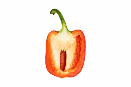 Sweet red pepper. Fresh paprika isolated on white.の写真素材