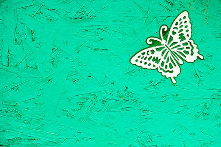 Green background with beautiful butterflies for your design.の写真素材