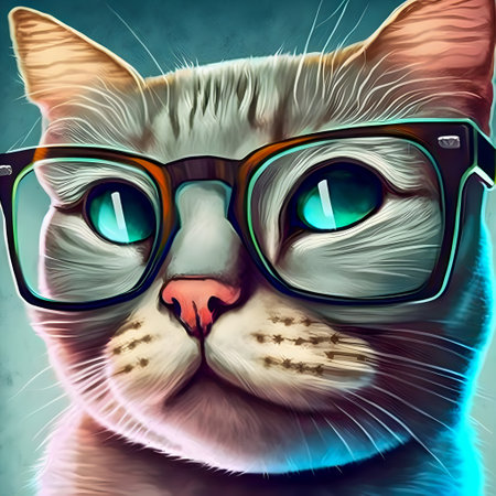 Hipster Cute Pop Art Cat Illustrationの写真素材