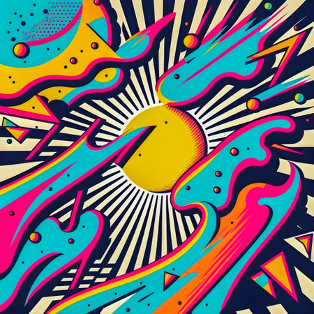 Collage Fun Art, 80s and 90s style Background Illustartion, Pop-Art Collection, Psychedelic 90s styleの写真素材