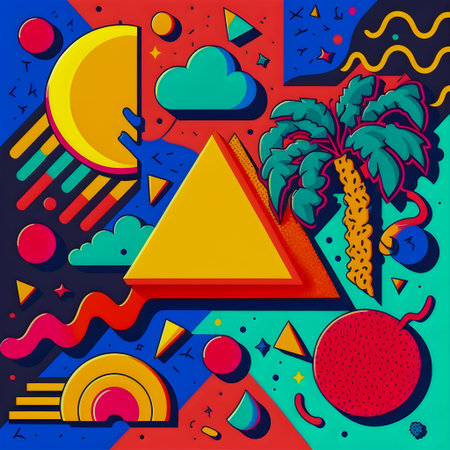 Collage Fun Art, 80s and 90s style Background Illustartion, Pop-Art Collection, Psychedelic 90s...