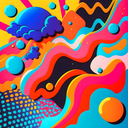 Collage Fun Art, 80s and 90s style Background Illustartion, Pop-Art Collection, Psychedelic 90s styleの写真素材