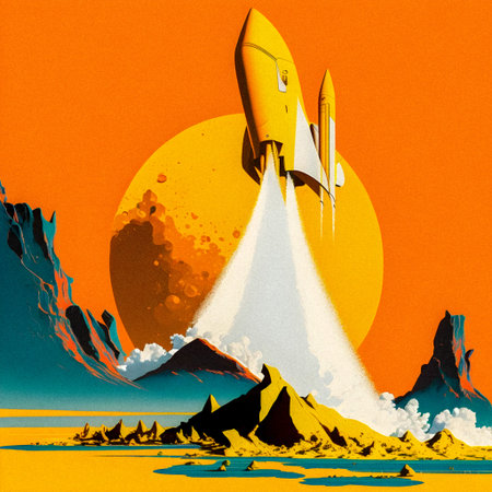 Pop art minimalism retro, futurism art, environmental art, space illustration, granular texture