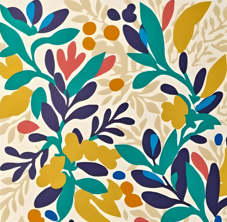 Floral pattern, Flat design style, retro illustrationの写真素材