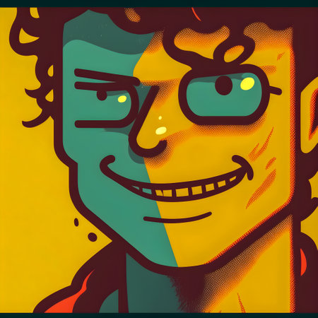 Cool person portrait, flat design illustrationの写真素材