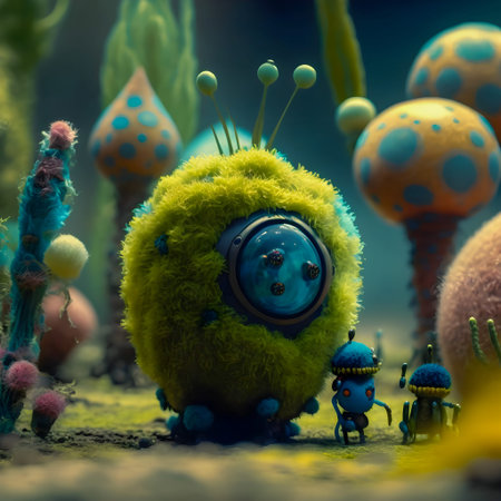 Amazing colorful alien planet whit wild exciting lifeforms illustration