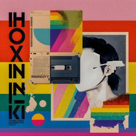 Retro collage in the Asian style illustration, granular textureの写真素材