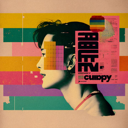 Retro collage in the Asian style illustration, granular textureの写真素材