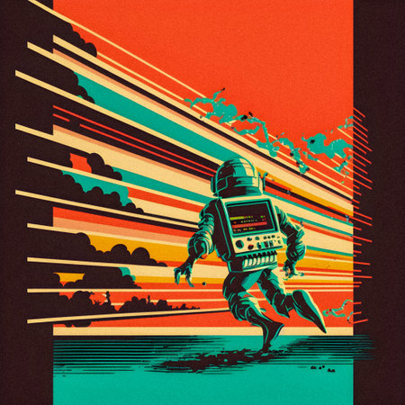 Pop art minimalism retro, futurism art, environmental art, space illustration, granular textureの写真素材