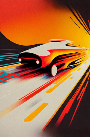 Pop art minimalism retro, futurism art, environmental art, space illustration, granular textureの写真素材