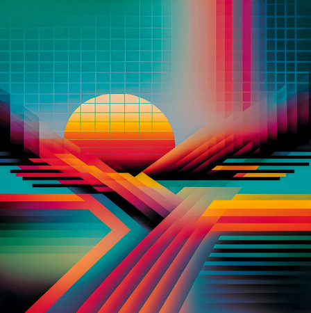 Retro futurism art, trendy illustration