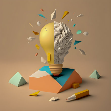 Brainstorm whit new creative ideas, art collage illustrationの写真素材
