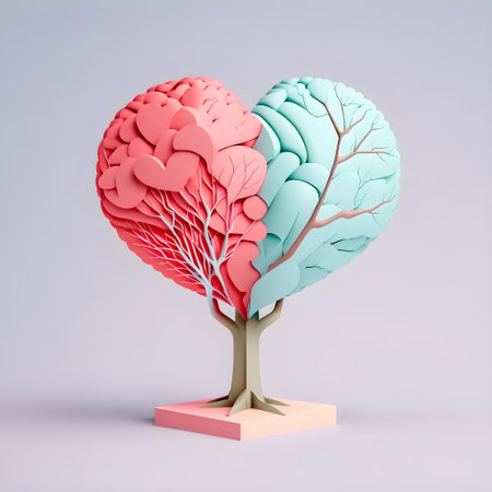 Paper brain and heart tree, minimalism illustrationの写真素材
