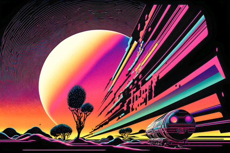 Hand drawn comic illustration, Retro and 90s style, Cosmos, Pop Art, Abstract, Crazy, and...
