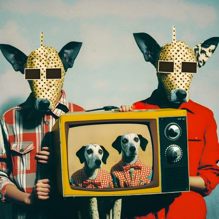 Abstract Funky Dogs music band illustration, fashionable,retro pop and coroful pattern