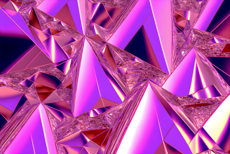 Geometric figures, holographic style, tone pink and purple illustrationの写真素材