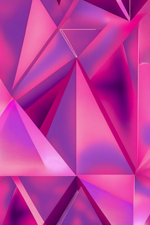 Geometric figures, holographic style, tone pink and purple illustrationの写真素材